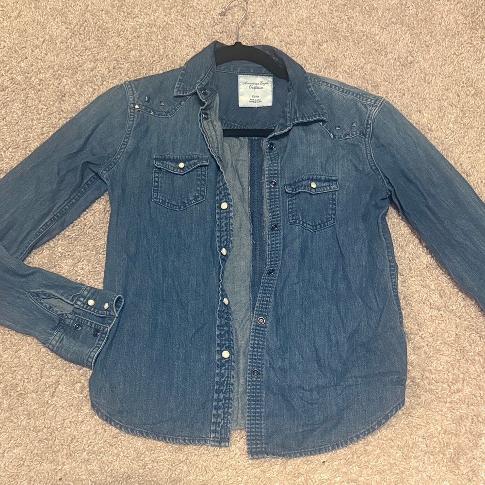 Blue Denim Button-Up Shirt from American Eagle